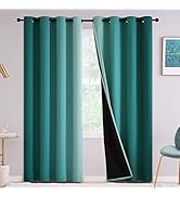 Yakamok Teal 100% Blackout Curtains for Bedroom,Ombre Room Darkening Curtains for Living Room Gro...