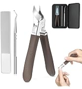 Eagle Beak Slanted Nail Clippers for Thick & Ingrown Toenails, Wide Jaw Opening Anti-Splash Angle...