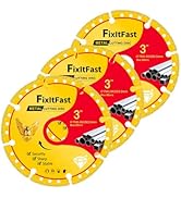 FIXLTFAST Diamond Cutting Wheel 3 x 3/8 Inch for Metal, Cut Off Wheel with 6000+ Cuts on Rebar, S...