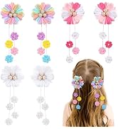 OAOLEER 6PCS Hair Bows for Girls, Flower Hair Accessories for Girls Grosgrain Ribbon With Alligat...