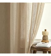 Demetex Semi Sheer Curtains 63 Inches Long Semi Sheer Curtain Panel Striped Texture Window Curtai...