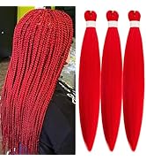 Gozill Red Braiding Hair Pre stretched Hypoallergenic Prestretched Braiding Hair Extensions Synth...