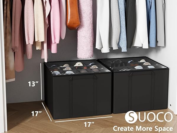 SUOCO 2 Pack Shoe Organizer for Closet, Fits up to 32 Pairs