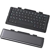 JOMAA Portable Foldable Bluetooth Keyboard – Triple System Compatible, Aluminum Alloy, Dual Devic...