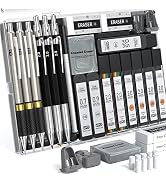 FourCandies 25PCS Art Mechanical Pencil Set with Case, 3PCS Metal Artist Lead Pencil 0.5, 0.7, 0....