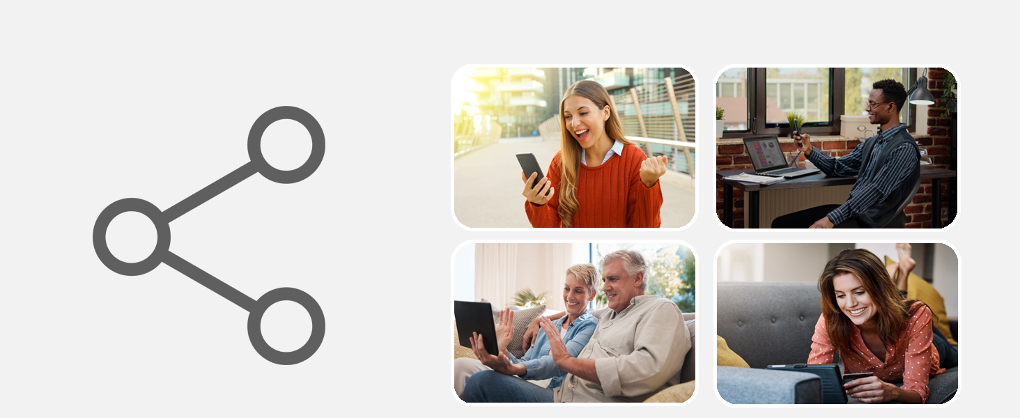 a collage of people using their smartphones