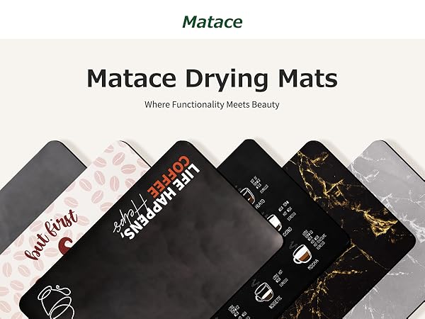 Matace Coffee Maker Mat Dish Drying Mat for Kitchen Counter Accessories COFFEE LOVER