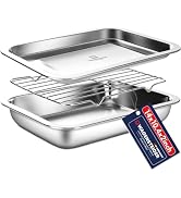 Stainless Steel Steam Table Pan with Rack & Lid (Tray), 2.96Quarts, Catering Pans, Restaurant Pan...