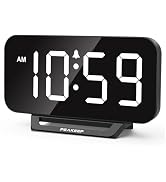 Peakeep Small Digital Alarm Clock for Bedrooms, Loud for Heavy Sleepers Adults, Dimmable Plug in ...