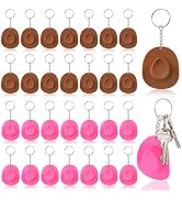 Cididu 30 Pack Mini Cowboy Hat Keychain, Plastic Western Party Keychain, 2 Inch Cowgirl Hat with ...
