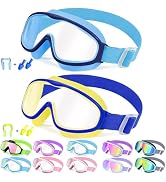 Vvinca Kids Goggles with Comfort Fabric Strap, Kids Swim Goggles Wide View Anti-Fog/UV No Leaking...