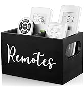 DRASTAR Remote Control Holder, TV Remote Holder, Remote Organizer Caddy for Table, Wooden Remote ...