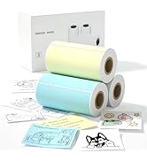 iDPRT Mini Thermal Sticker Paper - 3 Rolls (White Blue Yellow 57x29mm, 3.5m/Roll) for Instant Cam...