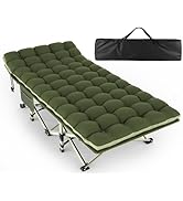 ZENPETIO Oversized XXL Folding Camping Cot, Heavy Duty Sleeping Cot for Adults with Mattress and ...