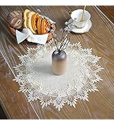 ARTABLE Grey Lace Doily Linen Table Topper Scarf Placemat Round Small Coffee Farmhouse Table Cove...
