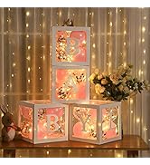 Baby Shower Balloon Box Decorations, 4 Pcs Baby Blocks Transparent Balloon Boxes with “BABY GIRL”...