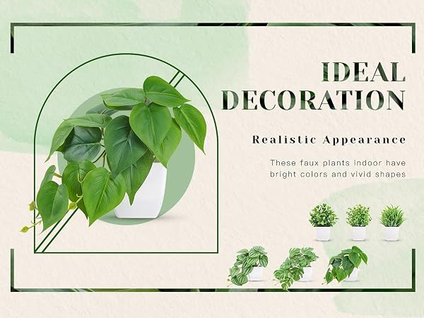 Fake Small Artificial Plants for Home Office Desk Bathroom Aesthetic Farmhouse Room Decor Indoor