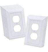 CML Classic Single Duplex Wall Plate, 1-Gang Vintage Outlet Covers, 10 Pack Retro Wood Grain Desi...
