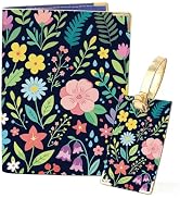 PRESSINART Floral Passport Holder Luggage Tag for Travel Essentials 5.5 x 4.1 x 0.2 Inch Cute Pas...
