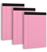 Pink Legal Pads 8.5 x 11 Wide Ruled Notepads, 3 Pack Note Pads 8.5 x 11 Lined Paper Pink Writing ...