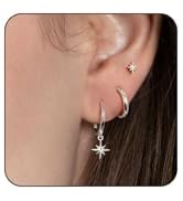 CAROVO 3/4 Pairs Earrings Set for Women Girls, Dainty 14K Gold/Silver Plated CZ Cartilage Earring...