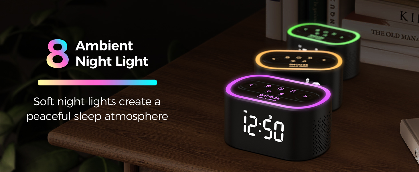 8 Ambient Night Lights - Soft night lights creates a peaceful sleep atmosphere.