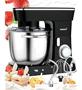 MIGECON Stand Mixer,Stainless Steel Bowl Portable Lightweight Kitchen Mixer, Dough Hook, Flat Bea...