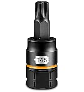 Zhax 3/8" Drive Torx Bit Socket, T45 Solid Star Bit, Outer Hex Socket | S2 Alloy Steel & CR-V, Bl...