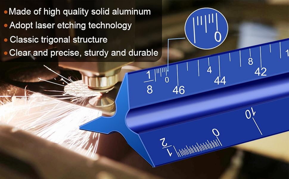 architectural triangular scale ruler, trigonal structure