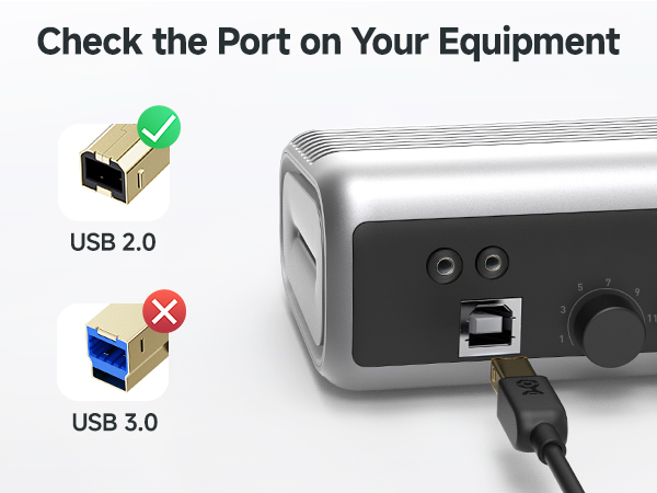USB Type B 2.0 Cable for Mac and PC, Ideal for Printers