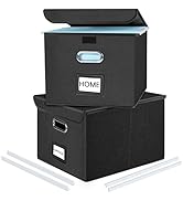 Huolewa Upgrade File Organizer Boxes with Lids, Collapsible Linen Hanging Filing & Storage Boxes ...