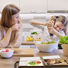 Memory Scrapbooking with kids in kitchen