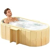 HLCZLUZ Portable Foldable Bathtub, Freestanding Bathtub No Installation, Bathroom SPA Soaking Bat...