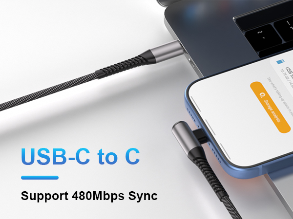 usb c to c charging cable 10ft Right Angle Type C Fast Charging Cord for iPhone 17 16 Pro Max