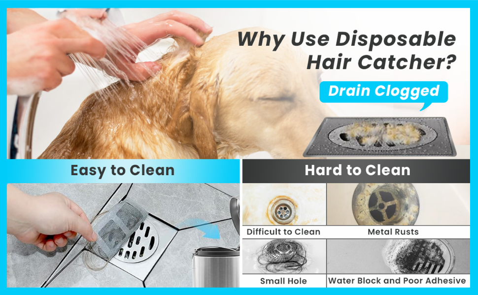 3.94 Inches Square Drain Hair Catcher Stickers for Bath & Kitchen