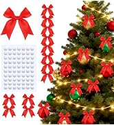 TIMESEEK 60Pcs Vibrant Red Gift Wrap Bows, 3.3" Satin Ribbon Bows for Gift Wrapping, Large Size B...