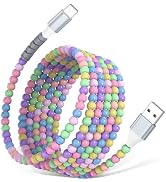 USB A to USB C Cable 6FT,Beaded Charger Cord for iPhone 17 16 Pro Max 15 for Carplay,Type C Fast ...