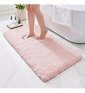 Ruggnovea Bathroom Rugs Pink 24x48 Machine Washable Bath Mat for Bathroom Floor Thick Fluffy Abso...
