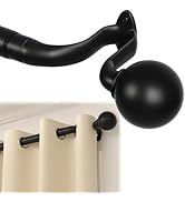 AIZESI Curtain Rods 48-86 Inch Wrap Around Curtain Rod, Adjustable Window Rod for Blackout - Blac...