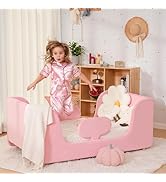 DoCred Toddler Bed - Toddler Floor Bed Frame with Removable Guard Rails, Kids Bed for Ages 2-8 Ye...