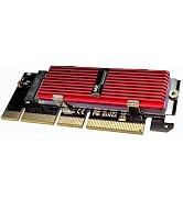 WLGQ M.2 NVMe SSD to PCIe X16 Adapter Card, Red Aluminum Heatsink, Fixed Spring Plate, Thermal Si...