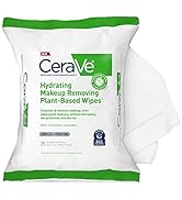 CeraVe Hydrating Facial Cleansing Makeup Remover Wipes, Plant Based Face Wipes, Biodegradable in ...