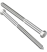 VGBUY 3/8" x 5" Hex Head Lag Screws 6Pcs, 304 Stainless Steel 18-8 Lag Bolts Wood Screws Heavy Du...