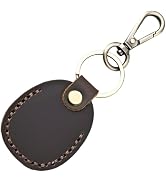 CALFOVERA Portable Cowhide Access Card Protector Holder Case Keychain Cover Genuine Leather Key F...