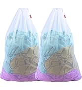 Meeall 2 Pack Laundry Bags Heavy Duty Mesh Wash Bags with Drawstring Closure for College, Dorm, T...