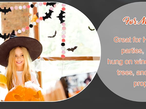 WH5112 8.2Ft Halloween Banner Felt Bats Balls Banner