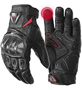 KEMIMOTO Sheepskin Leather Motorcycle Gloves for Men, Protective Motorcycle Gloves for Motocross ...