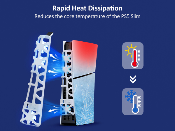 After using the cooling fan, the temperature of the PS5 Slim console decreases.