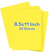 Lemon Yellow Cardstock 8.5 x 11, Bright Color Paper, 40 Sheets Yellow Paper, Colored Cardstock fo...
