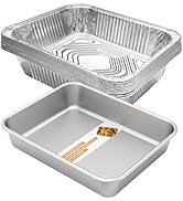 10 Pack 9x13 Aluminum Foil Pans Disposable with Stainless Steel Tray - Heavy Duty Baking Pan for ...